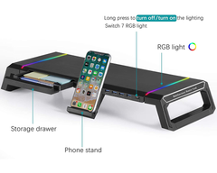 Monitor Stand Riser – RGB Monitor Stand Riser with USB Hub & Drawer