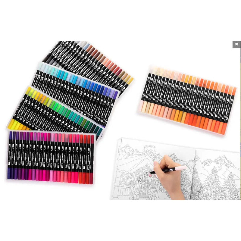 120 Piece Dual Tip Watercolour Marker Pen Set