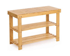 Bamboo Shoe Rack Bench 3-Tier