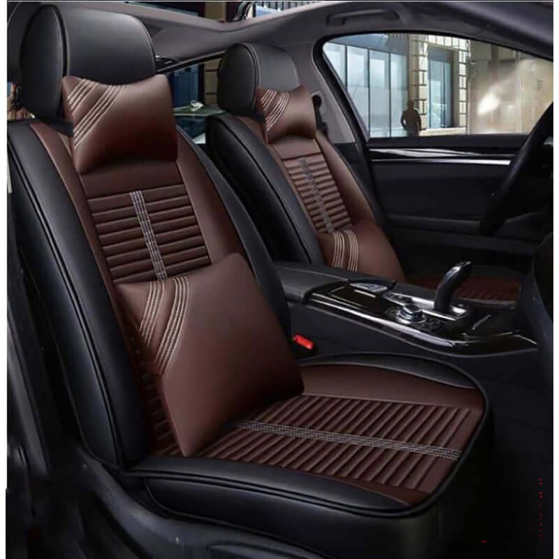 Brown stripe car seat covers