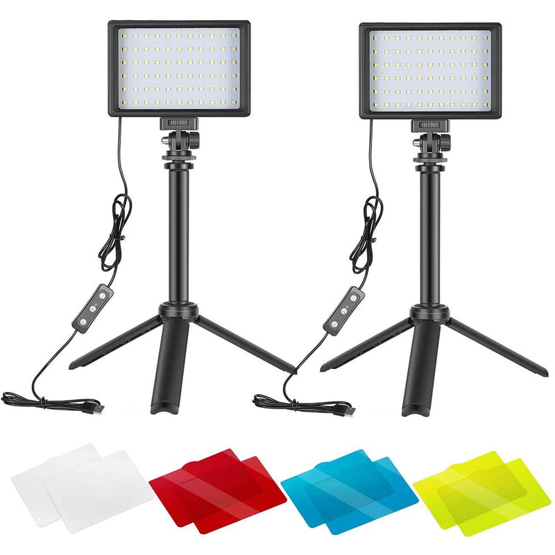 2-Pack Dimmable 5600K USB LED Video Light with Adjustable Tripod Stand