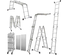 Folded telescopic ladder