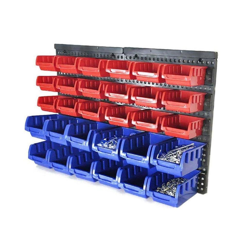 Wall Mounted Garage Organiser / Parts Rack With 30 Bins