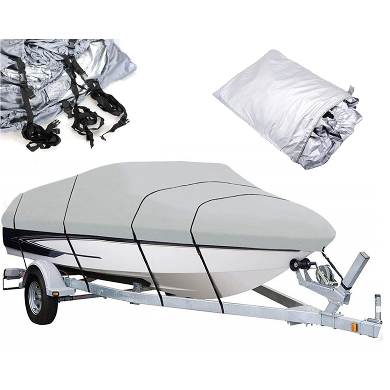 Boat Cover Heavy Duty – 600D Trailerable Boat Cover Silver 16–18ft V-Hull