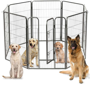 Foldable dog playpen with metal panels