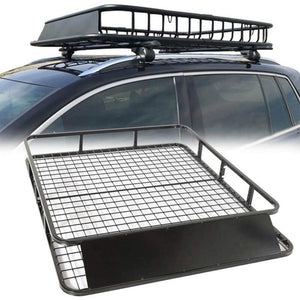 Steel roof rack basket black