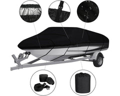 Boat Cover Heavy Duty – 600D Black Trailerable Boat Cover for 20–22ft V-Hull