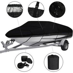 Boat Cover Heavy Duty – 600D Black Trailerable Boat Cover for 20–22ft V-Hull