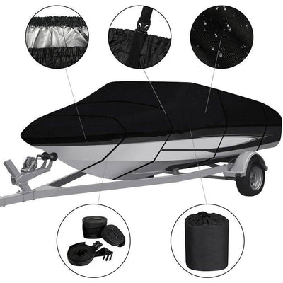 Boat Cover Heavy Duty – 600D Black Trailerable Boat Cover for 20–22ft V-Hull