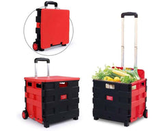 Foldable Trolley Foldable Shopping Trolley Cart Portable Collapsible Folding Wheel Grocery Trolley Crate