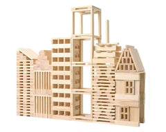 300 Piece Wooden Building Blocks Set – Natural Wood Stacking Construction Blocks