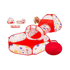 3 Piece Play Tent Activity Set – Crawl Tunnel, Ball Pit and Mini Hoop Playhouse