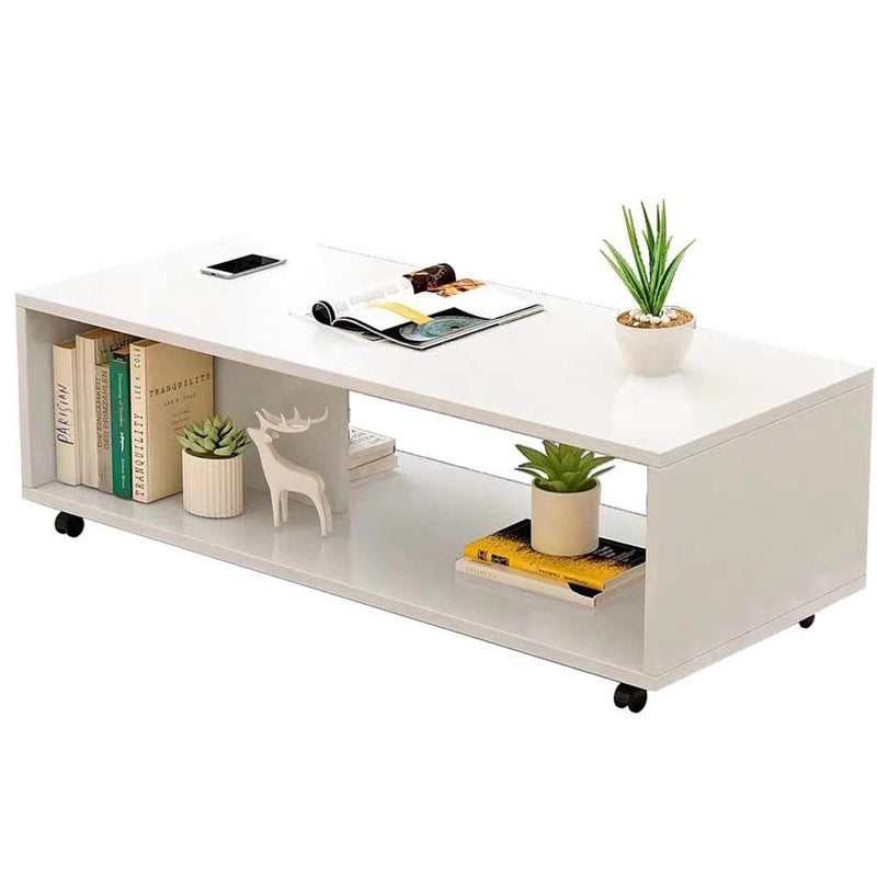 Coffee Table White with Wheels