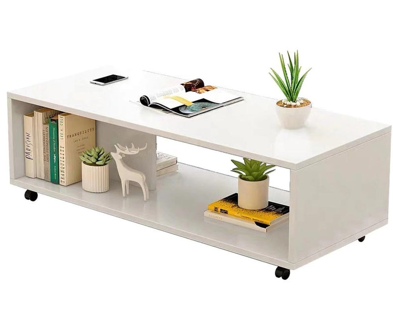 Coffee Table White with Wheels