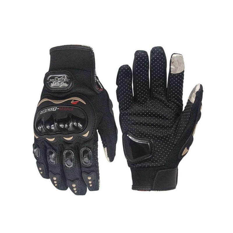 Black motorbike gloves with hard knuckles