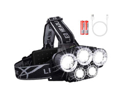 Rechargeable Waterproof Headlamp Flashlight with 5 Cree LEDs