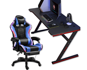 Gaming Chair with Desk – Racing Gaming Chair Combo with RGB Lights & Table
