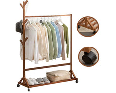 Cloth Rack Garment Rack Bamboo Clothes stand with Coat Rack