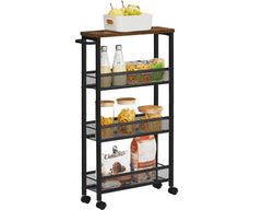VASAGLE 3 Tiers Utility Rolling Cart Kitchen Trolley