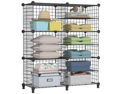 6 Cubes Black DIY Wire Storage Shelves Wardrobe
