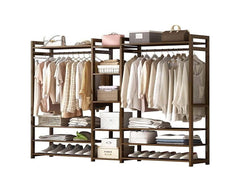 Bamboo Clothes Rack with Shelves