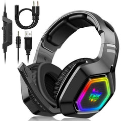 Black wired gaming headphones front view