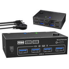 USB KVM Switch Splitter 4 Ports