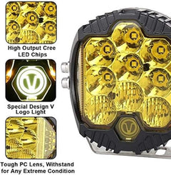 7 Inch Amber Yellow LED Work Light Bar Side Shooter Off Road Driving Light