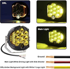 7 Inch Amber Yellow LED Work Light Bar Side Shooter Off Road Driving Light