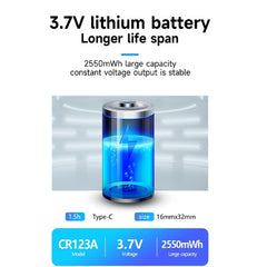 CR123A Rechargeable Battery Pack  Type-C Cable