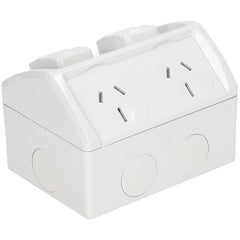 Weatherproof Double Power Point 15A Outdoor Socket IP53