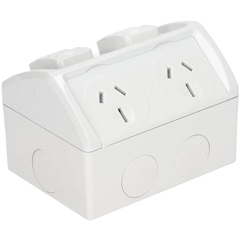 Weatherproof Double Power Point 15A Outdoor Socket IP53