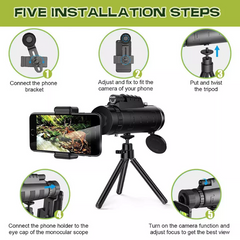 80X100 Monocular Telescope with Smartphone Holder