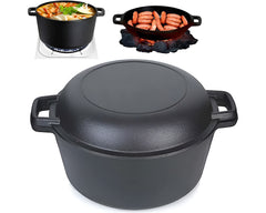 Cast Iron Dutch Oven 2 in 1 Cast Iron Dutch Oven Skillet Lid Set