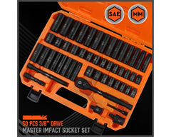 HORUSDY 3/8inch Drive Impact Socket Set 50Piece