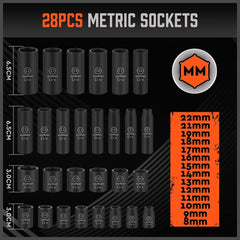 HORUSDY 50Piece 3/8inch Drive Impact Socket Set