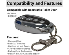 Doorworks DC800N/DC1200N Compatible Remote