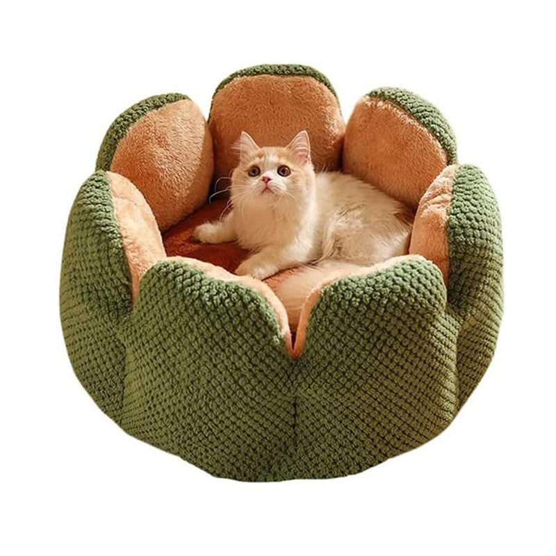 green petal shaped cat bed