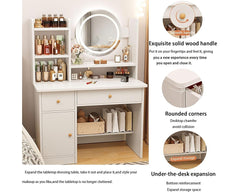 Dressing Table with Mirror and Stool
