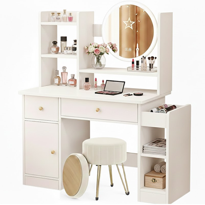 Dressing Table with Mirror and Stool