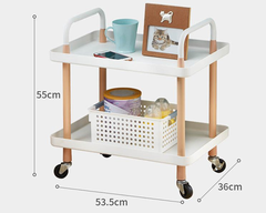 Utility Rolling Cart 2 Tiers Multi-Function Utility Rolling Cart