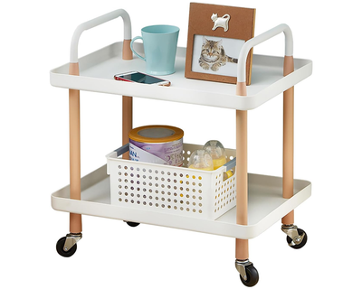 Utility Rolling Cart 2 Tiers Multi-Function Utility Rolling Cart
