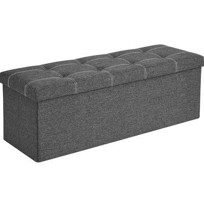 Foldable grey ottoman closed