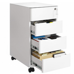white file cabinet with wheels