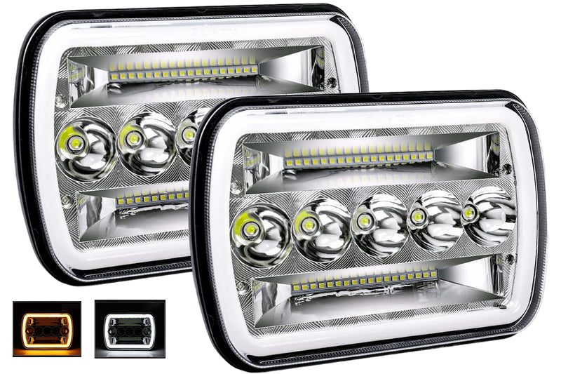 Pair LED for Hilux Headlights W/ DRL 5x7