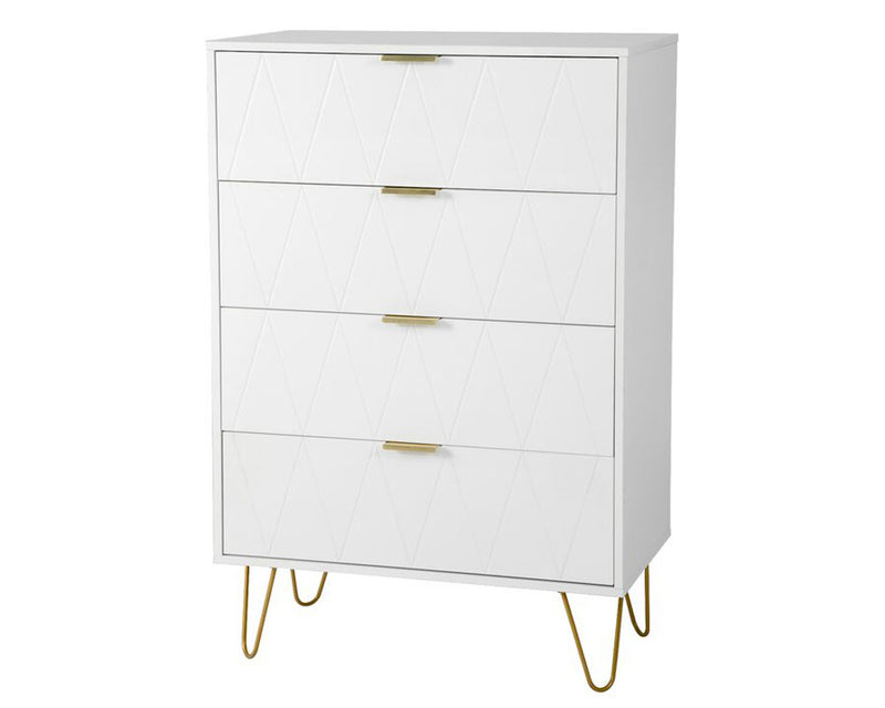 Tallboy Chest of Drawers -  4-Drawer Dressers for Bedroom (White)