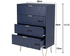 Tallboy Chest of Drawers - 4-Drawer Dressers for Bedroom (Navy)