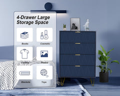 Tallboy Chest of Drawers - 4-Drawer Dressers for Bedroom (Navy)