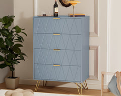 Tall boy Chest of Drawers - 4 Drawers (Sky blue)