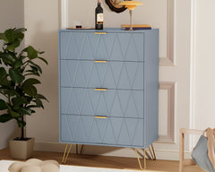 Tallboy Chest of Drawers - 4 Drawer  Dressers for Bedroom  (Sky blue)